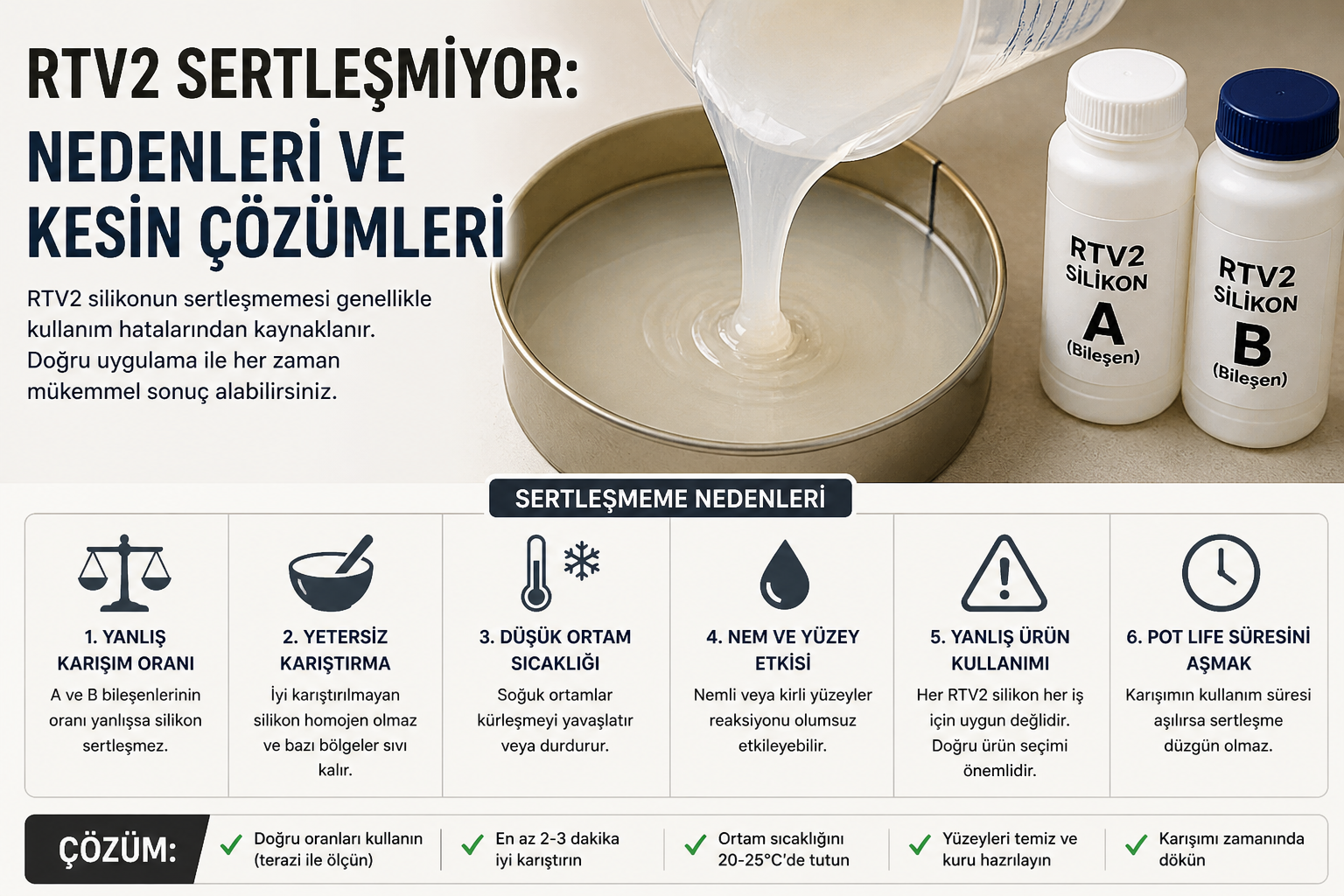 RTV2 Kalıp neden sertleşmiyor