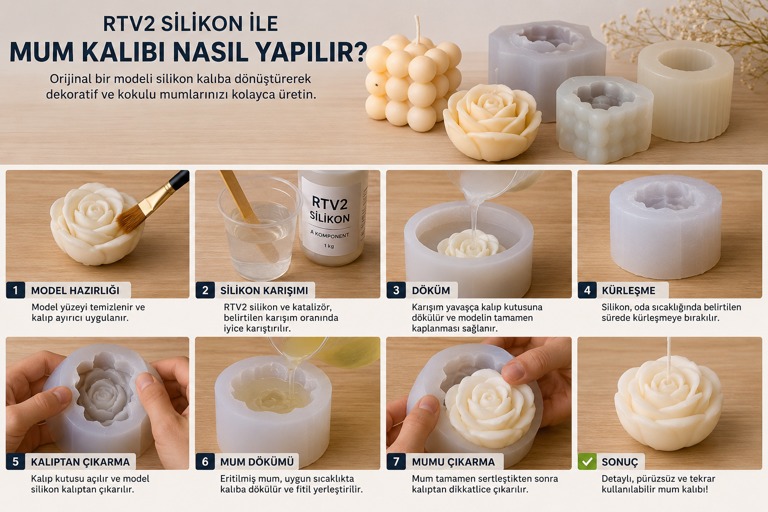 RTV2 silikon ile mum kalıbı